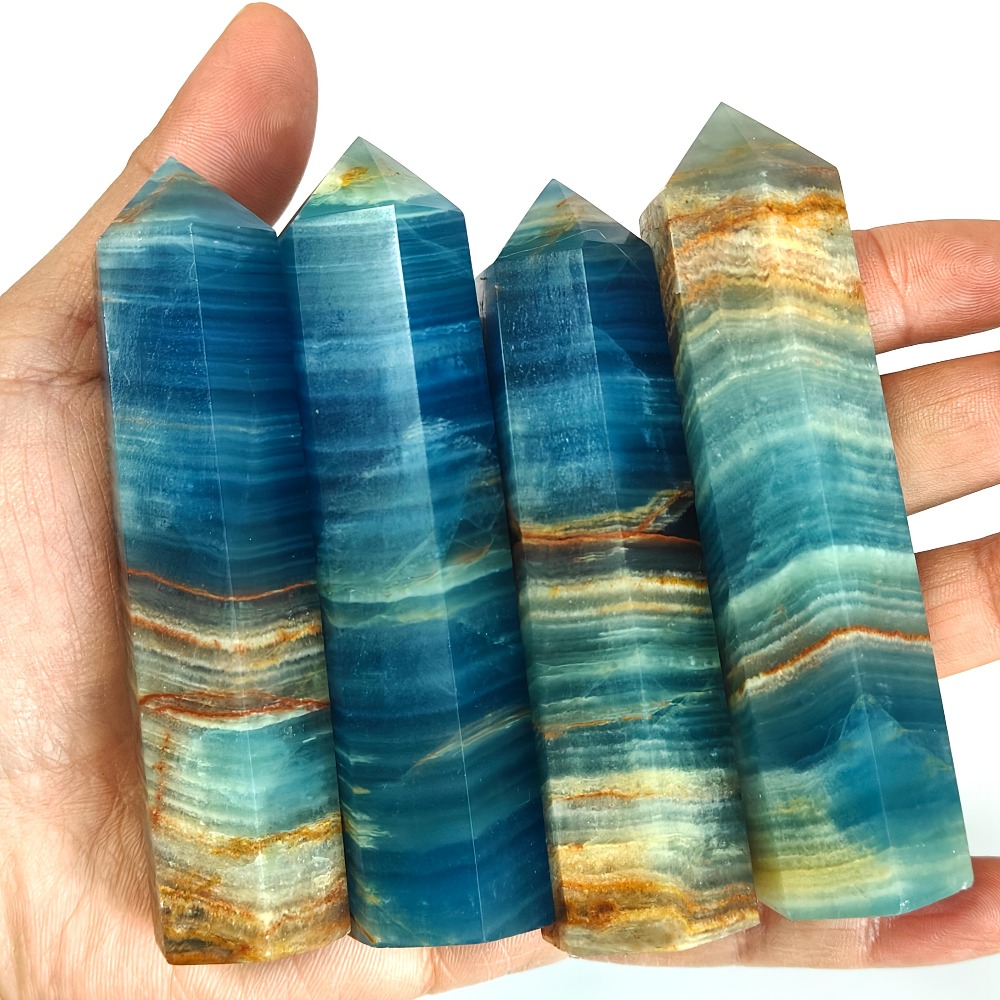 Gemstone Polishing Kit - 1pc Blue Onyx Lemurian Calcite Obelisk